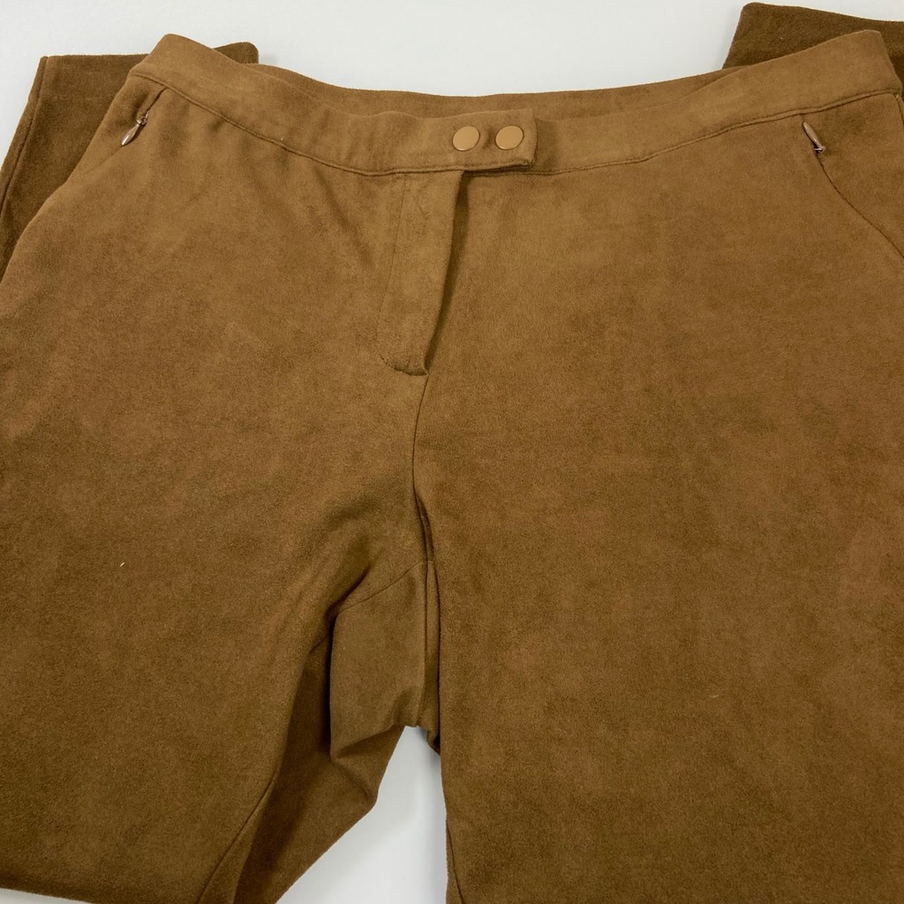 J Jill Women's Brown Size M Faux Suede Ankle Trouser Pants Casual Neutral Strech